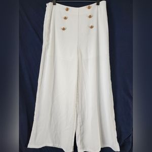 White beautiful shein wide leg pants with gold buttons